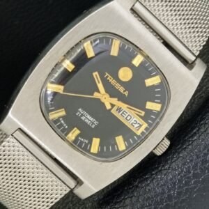 VINTAGE TRESSA AUTOMATIC SWISS MENS BLACK COLOR DIAL WATCH a436457-a