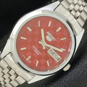 AUTOMATIC SEIKO 5 JAPAN MENS 6309A REFURBISHED RED COLOR DIAL WATCH a440264-1