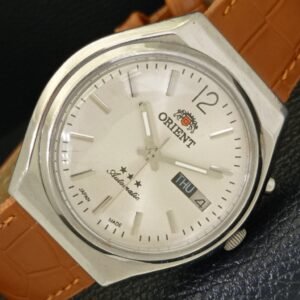 JAPAN VINTAGE ORIENT AUTOMATIC 46943 MENS SILVER COLOR DIAL WATCH a500350-a