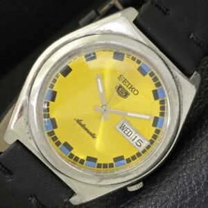 JAPAN VINTAGE SEIKO 5 AUTOMATIC 7S26A MENS GOLDEN COLOR DIAL WATCH a500778-1
