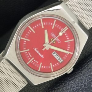 VINTAGE JAPAN SEIKO 5 AUTOMATIC 6309A MENS RED COLOR DIAL WATCH a500842-1