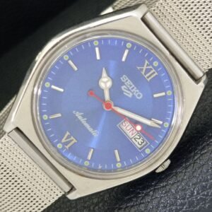 VINTAGE SEIKO 5 AUTOMATIC 6319A JAPAN MENS BLUE COLOR DIAL WATCH a500847-1
