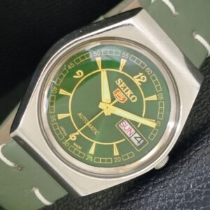 JAPAN VINTAGE SEIKO 5 AUTOMATIC 6309A MENS GREEN COLOR DIAL WATCH a500841-1