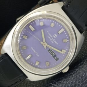 VINTAGE FAVRE LEUBA DUOMATIC 1906 SWISS MENS LAVENDER DIAL WATCH a700342-1