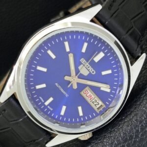 VINTAGE REFURBISHED SEIKO 5 AUTOMATIC JAPAN MENS BLUE COLOR DIAL WATCH a440539-1