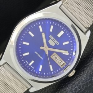 JAPAN VINTAGE SEIKO 5 AUTOMATIC REFURBISHED MENS BLUE COLOR DIAL WATCH a440650-1