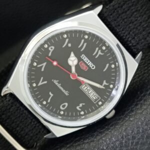 AUTOMATIC VINTAGE REFURBISHED SEIKO 5 JAPAN 6309A MENS BLACK WATCH a441404-1