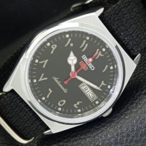REFURBISHED SEIKO 5 AUTOMATIC 6309A VINTAGE JAPAN MENS BLACK WATCH a441405-1