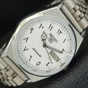 REFURBISHED VINTAGE SEIKO 5 AUTOMATIC 6309A JAPAN MENS WHITE WATCH a441413-1