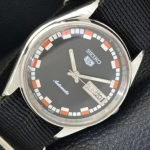 SEIKO 5 AUTOMATIC JAPAN MENS 6309A VINTAGE BLACK COLOR DIAL WATCH a701205-1