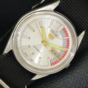 VINTAGE SEIKO 5 AUTOMATIC 6309A JAPAN MENS SILVER COLOR DIAL WATCH a701206-1
