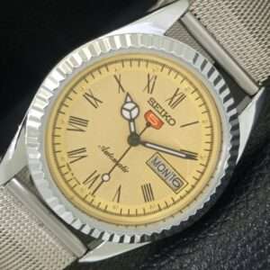 VINTAGE REFURBISHED SEIKO 5 AUTOMATIC JAPAN ROMAN FIGURE MENS WATCH a442094-1