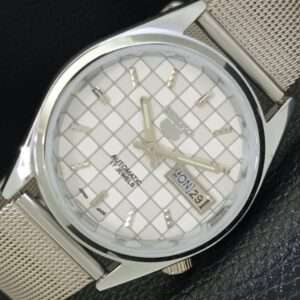 AUTOMATIC VINTAGE REFURBISHED SEIKO 5 JAPAN MENS WHITE DIAL WATCH a440441-4