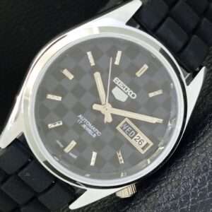 AUTOMATIC VINTAGE REFURBISHED SEIKO 5 JAPAN MENS BLACK DIAL WATCH a440465-4