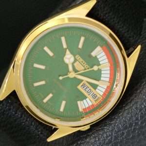 JAPAN VINTAGE REFURBISHED SEIKO 5 AUTOMATIC 6309A MENS GREEN WATCH a440815-7