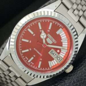 AUTOMATIC VINTAGE REFURBISHED SEIKO 5 6309A JAPAN MENS RED DIAL WATCH a440840-7