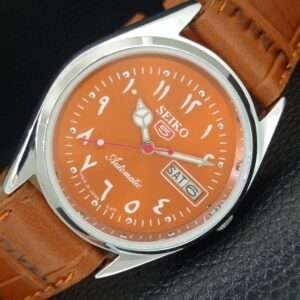 VINTAGE SEIKO 5 AUTOMATIC 6309A JAPAN MENS REFURBISHED ORANGE WATCH a442441-4