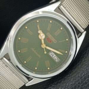 VINTAGE SEIKO 5 AUTOMATIC 6309A REFURBISHED JAPAN MENS GREEN WATCH a442149-10