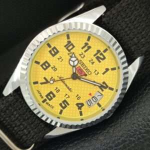 VINTAGE SEIKO 5 AUTOMATIC REFURBISHED JAPAN MENS YELLOW DIAL WATCH a444010-4