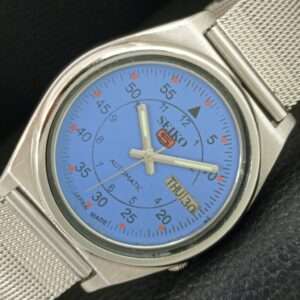 VINTAGE SEIKO 5 AUTOMATIC 7019A JAPAN MENS BLUE COLOR DIAL WATCH a709104-1