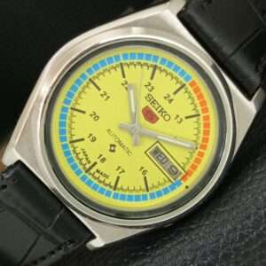 VINTAGE SEIKO 5 AUTOMATIC 7009A JAPAN MENS YELLOW COLOR DIAL WATCH a709114-1