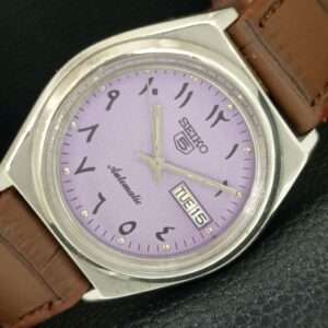 VINTAGE SEIKO 5 AUTOMATIC 7S26A JAPAN MENS PURPLE COLOR DIAL WATCH a709378-1