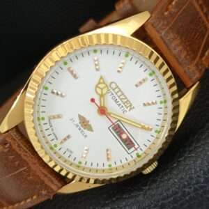 VINTAGE CITIZEN AUTOMATIC 8200 REFURBISHED JAPAN MENS WHITE DIAL WATCH a447064-1